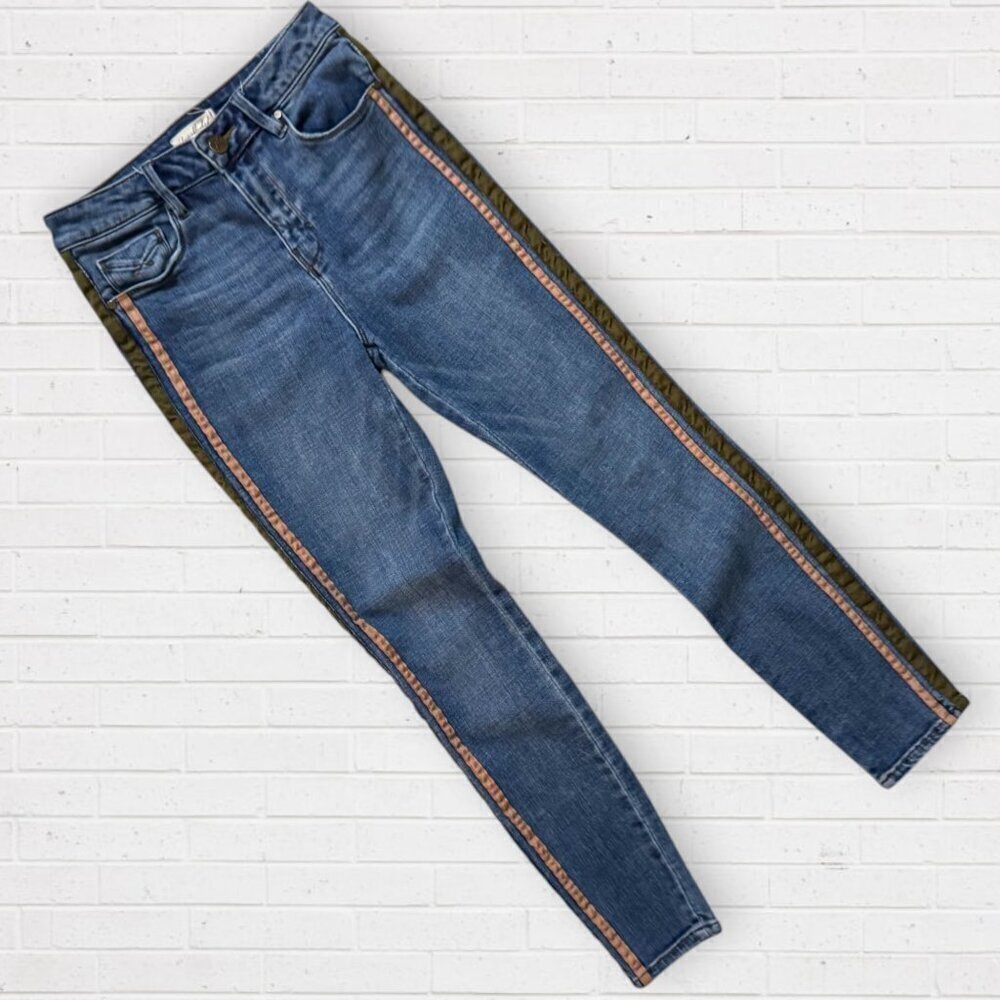 Unpublished Side Stripe Skinny Jeans Blue Stretch Denim Anthropologie Women’s 27